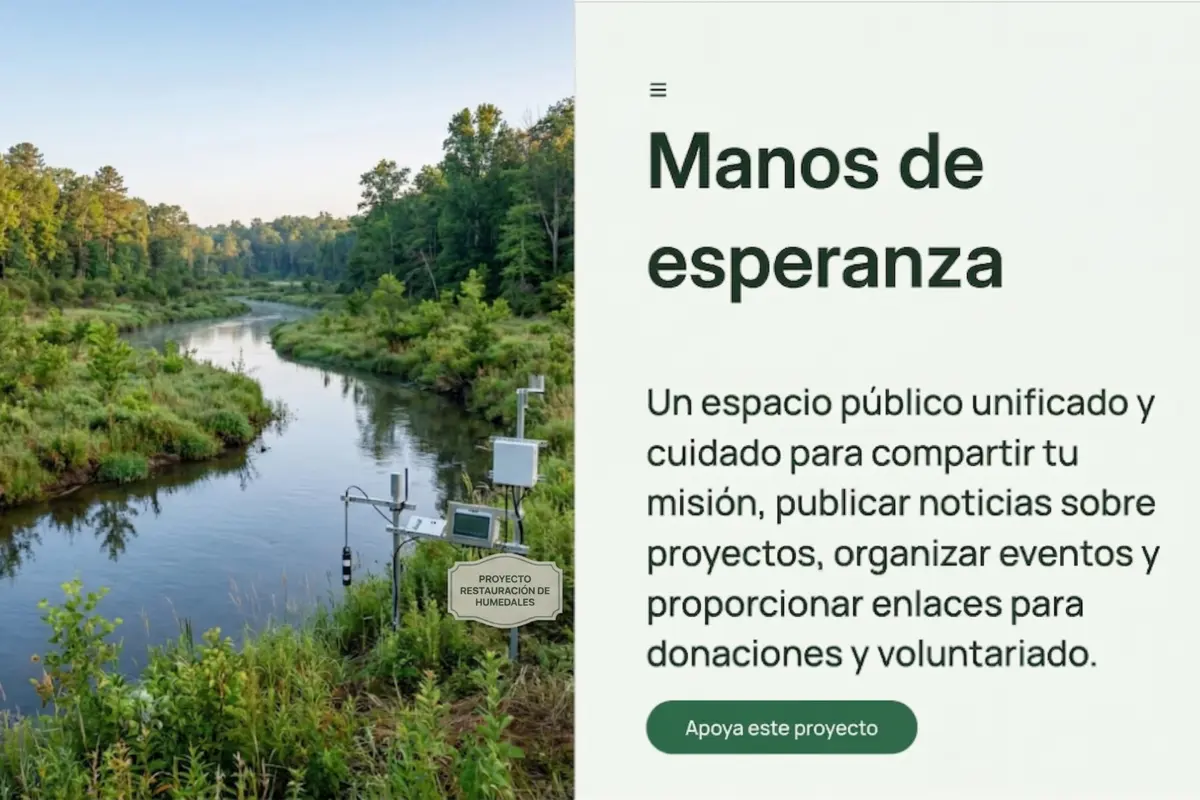 Ejemplo de sitio web de organización para un equipo sin ánimo de lucro.